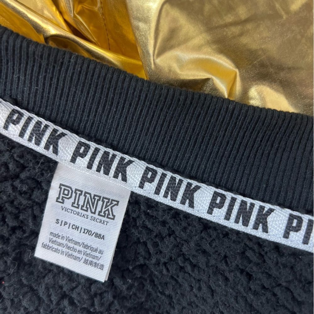 Victoria’s Secret PINK Sherpa Gold Metallic Bomber Jacket Small - Picture 6 of 6